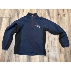 NFL New England Patriots Mens Half-Zip Pullover Sweatshirt S Blue & Black 2 Pock